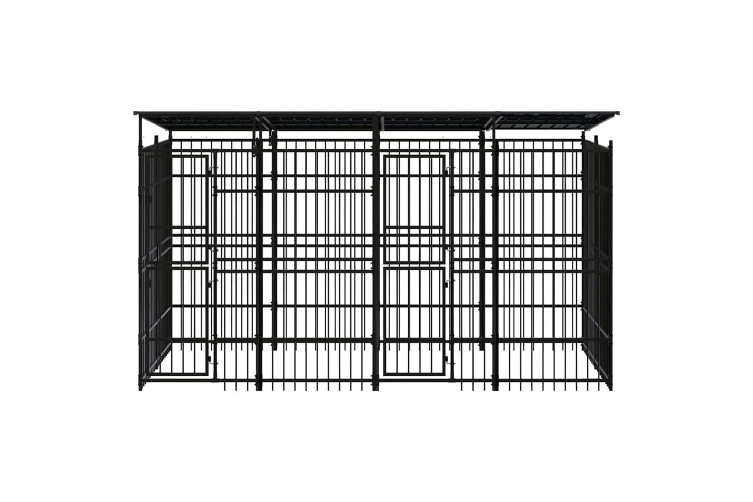 Vidaxl Outdoor Dog Kennel With Roof Steel 737 M-2