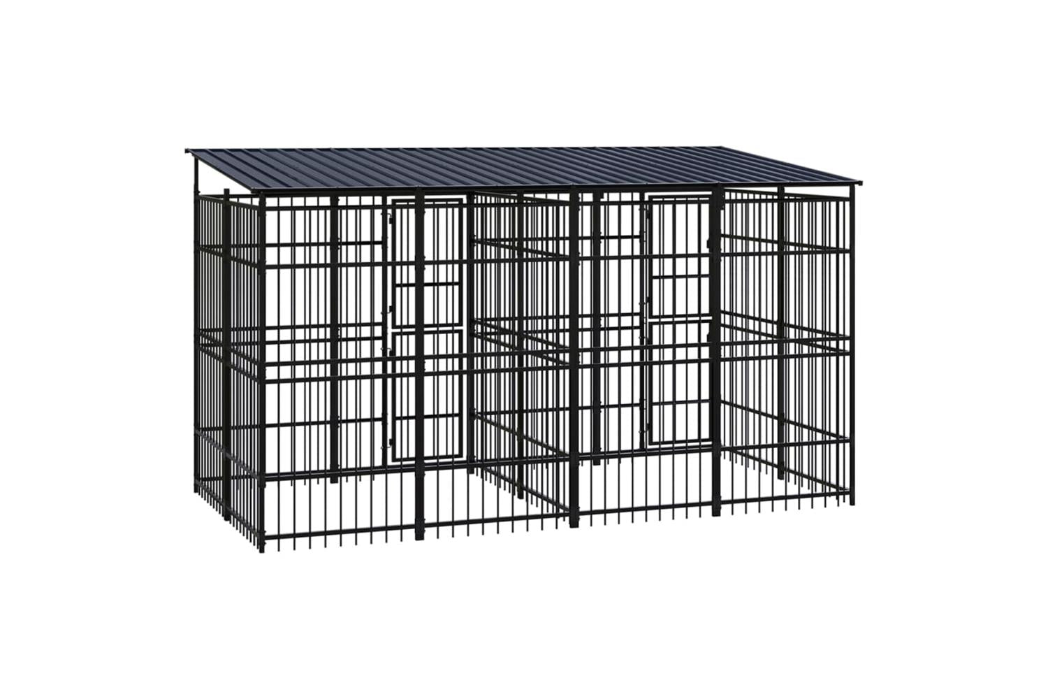 Vidaxl Outdoor Dog Kennel With Roof Steel 737 M-4