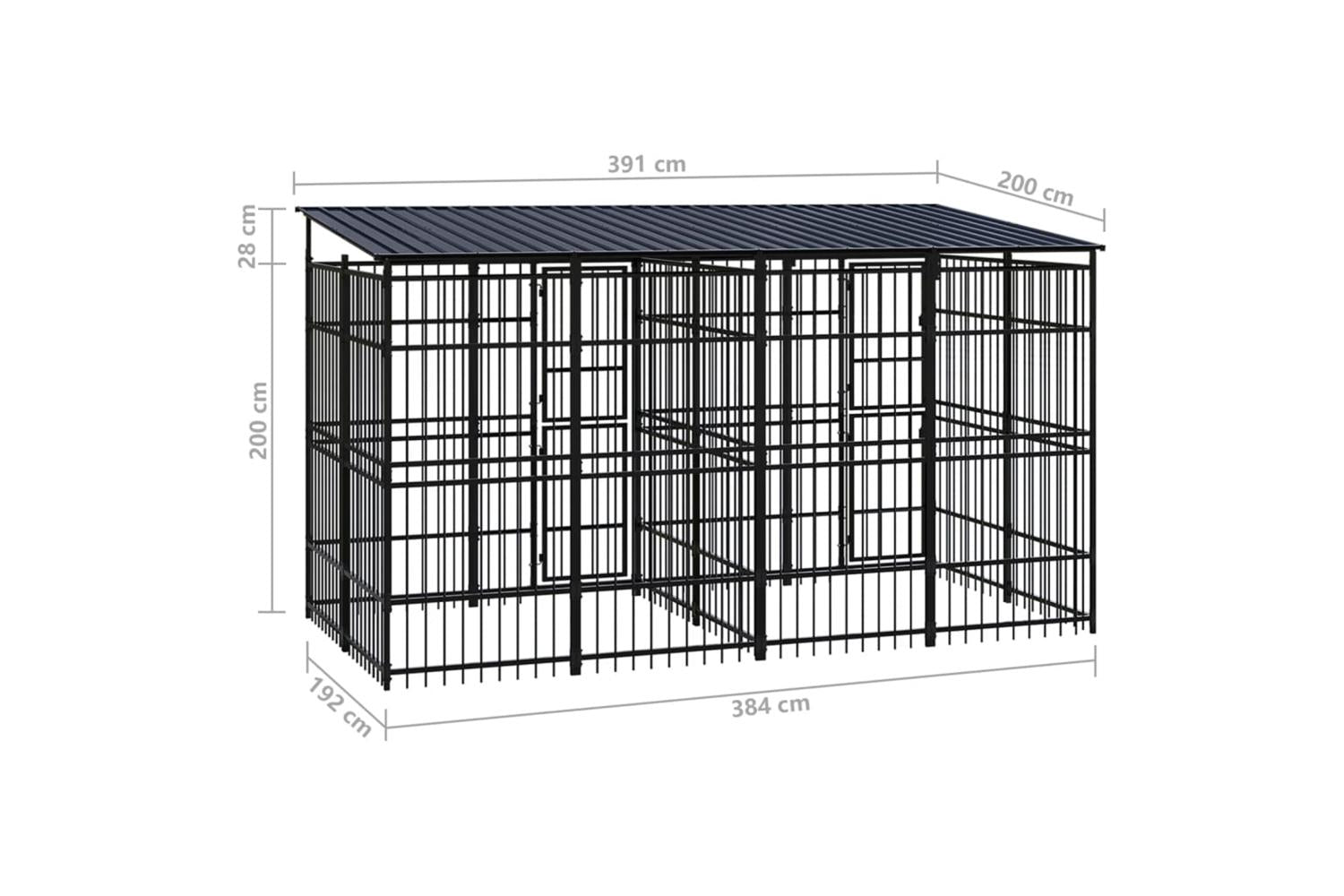 Vidaxl Outdoor Dog Kennel With Roof Steel 737 M-8