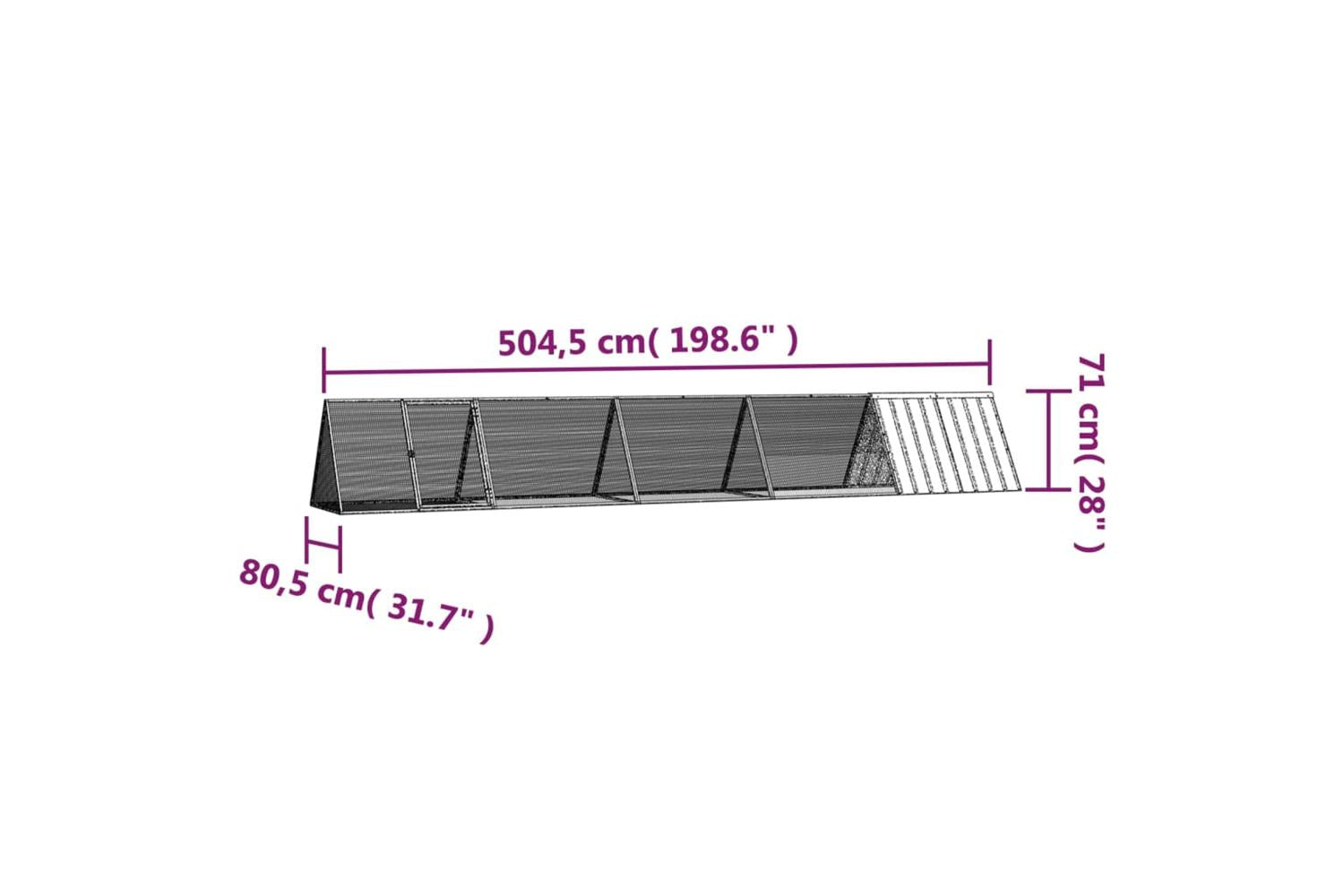Vidaxl Rabbit Cage Grey 5045x805x71 Cm Galvanised Steel-6