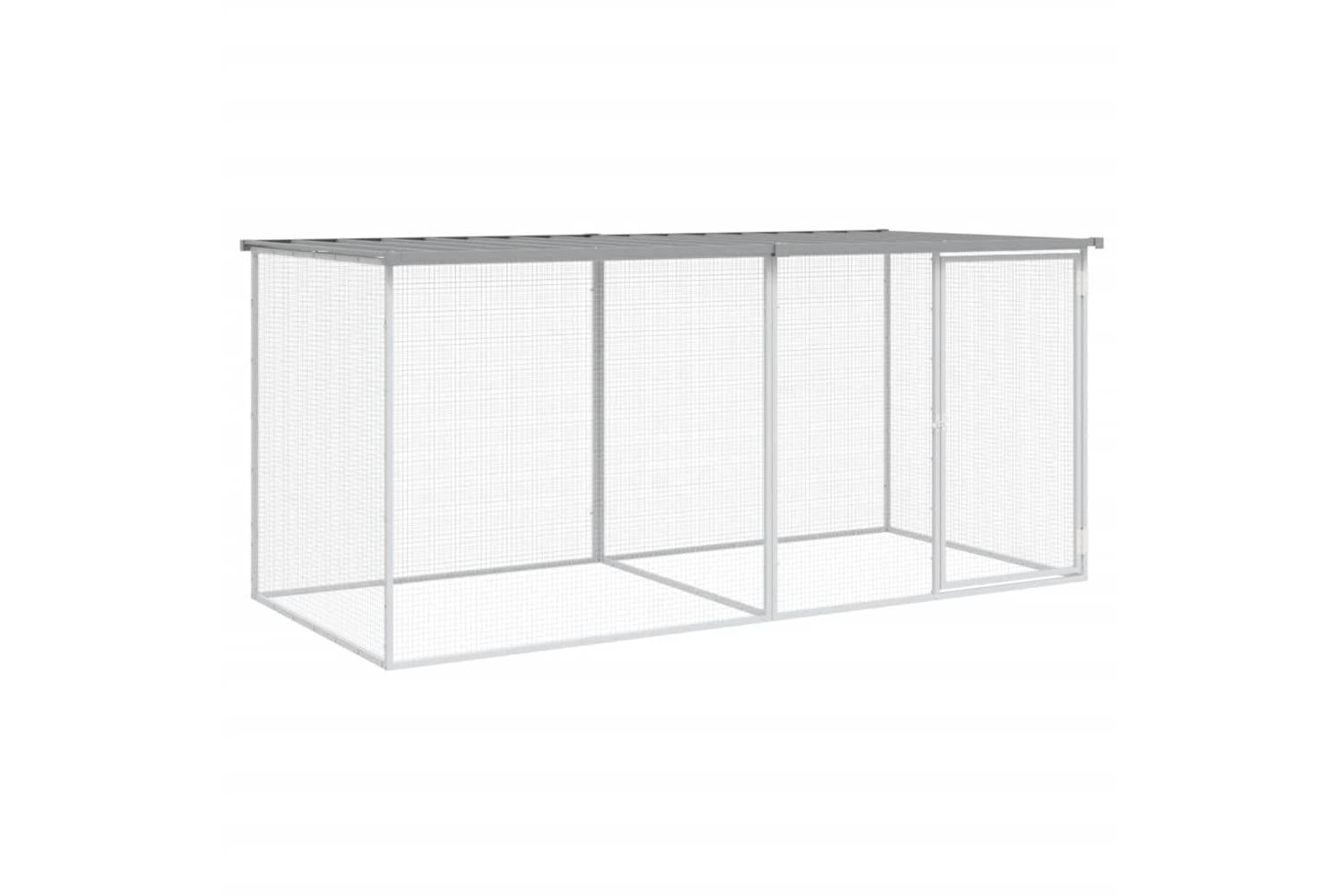 Vidaxl Chicken Cage With Roof Light Grey 203x98x90 Cm Galvanised Steel-2