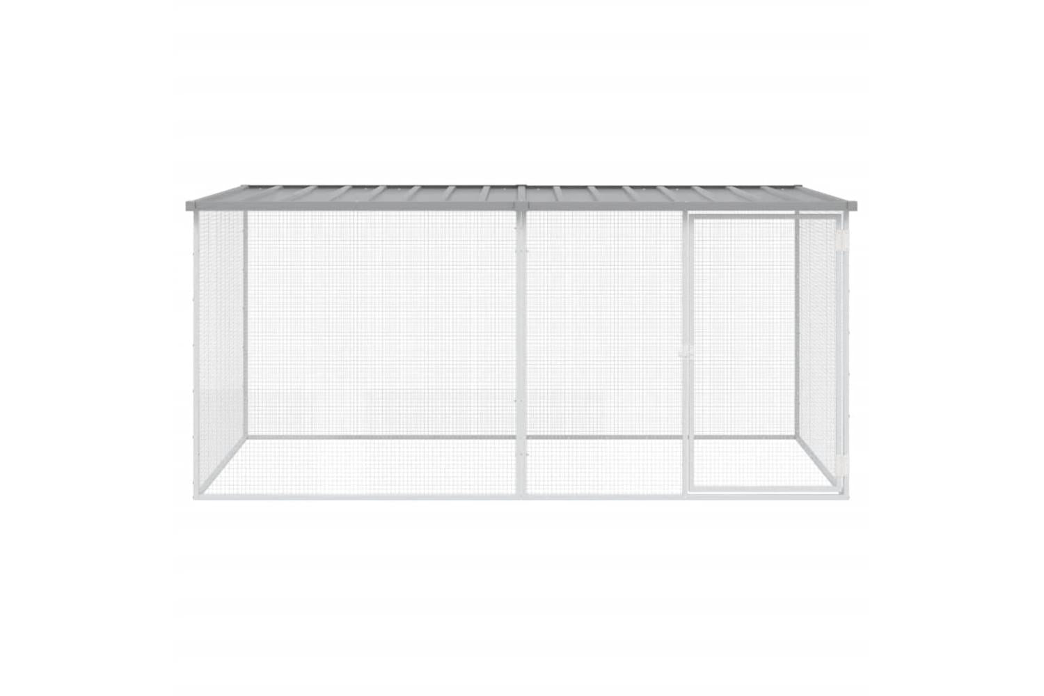 Vidaxl Chicken Cage With Roof Light Grey 203x98x90 Cm Galvanised Steel-3
