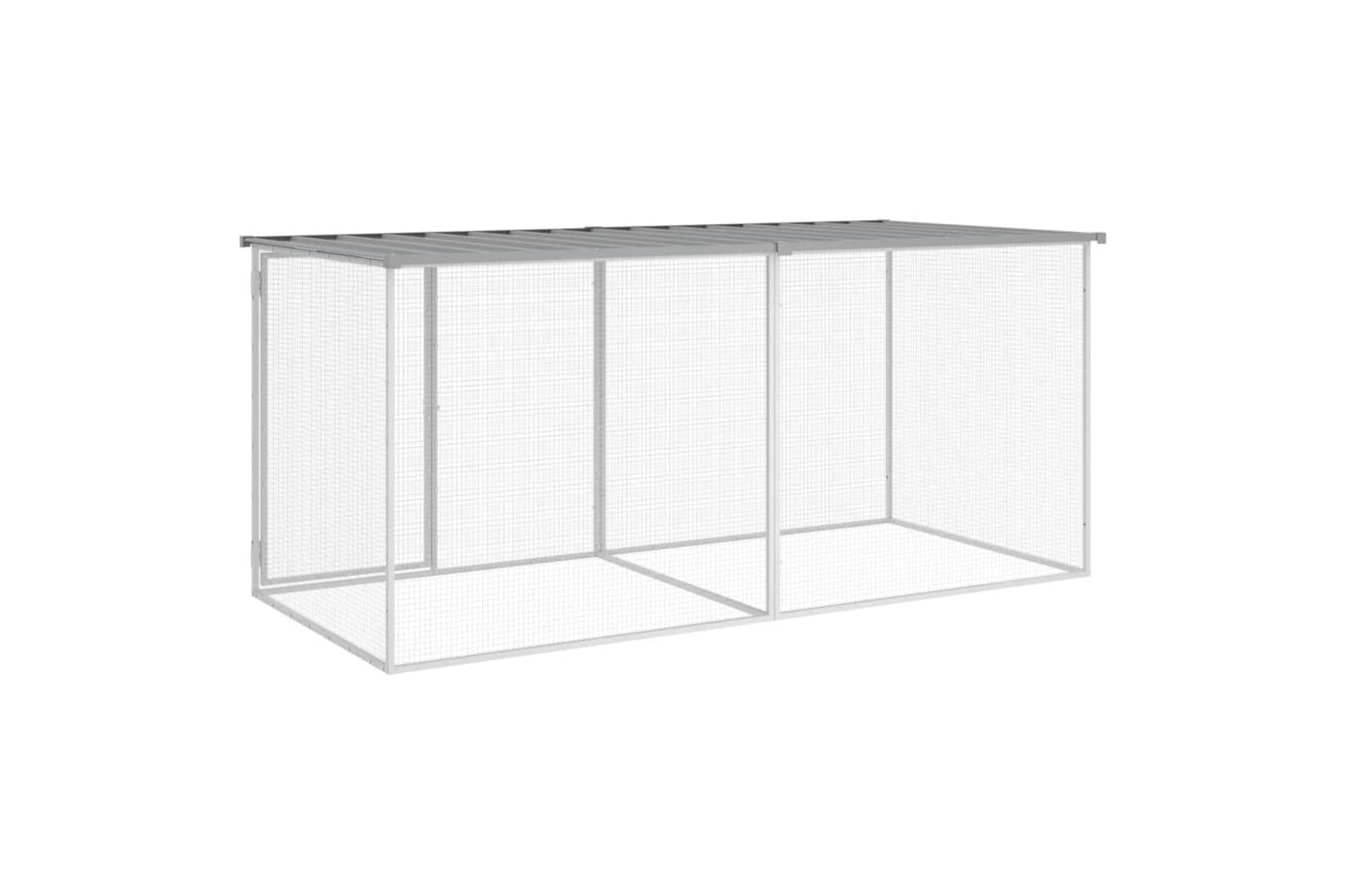 Vidaxl Chicken Cage With Roof Light Grey 203x98x90 Cm Galvanised Steel-5