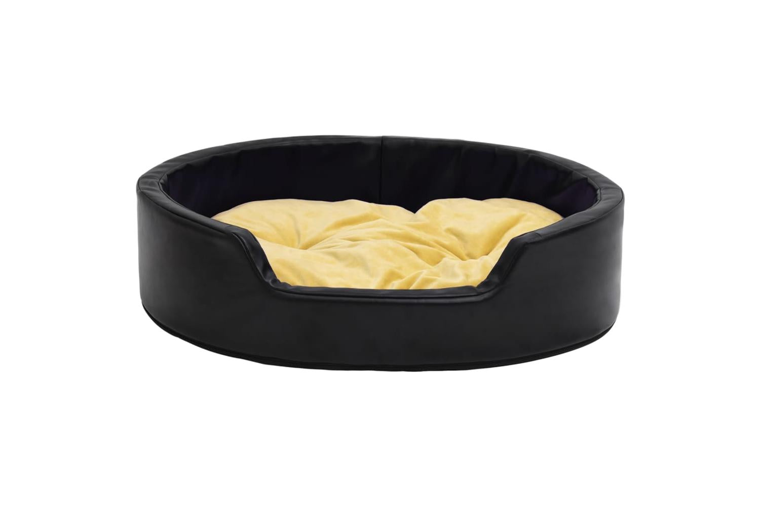Vidaxl Dog Bed Black And Yellow 99x89x21 Cm Plush And Faux Leather-3
