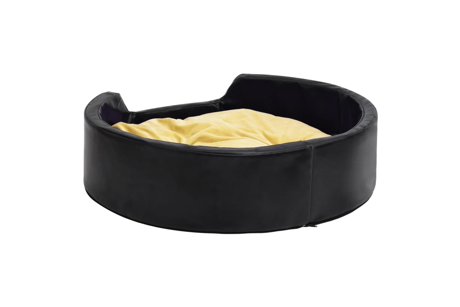 Vidaxl Dog Bed Black And Yellow 99x89x21 Cm Plush And Faux Leather-4