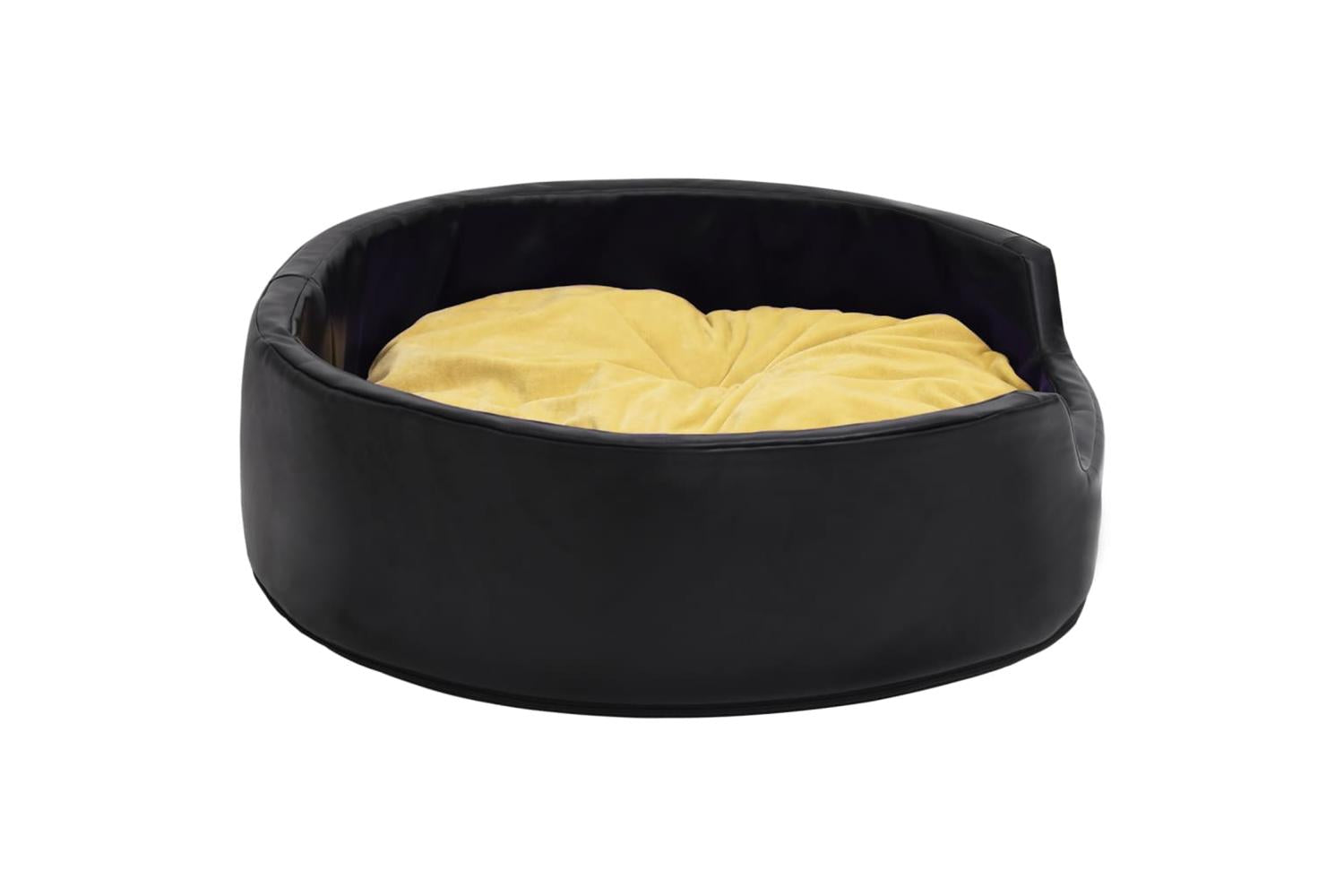 Vidaxl Dog Bed Black And Yellow 99x89x21 Cm Plush And Faux Leather-5