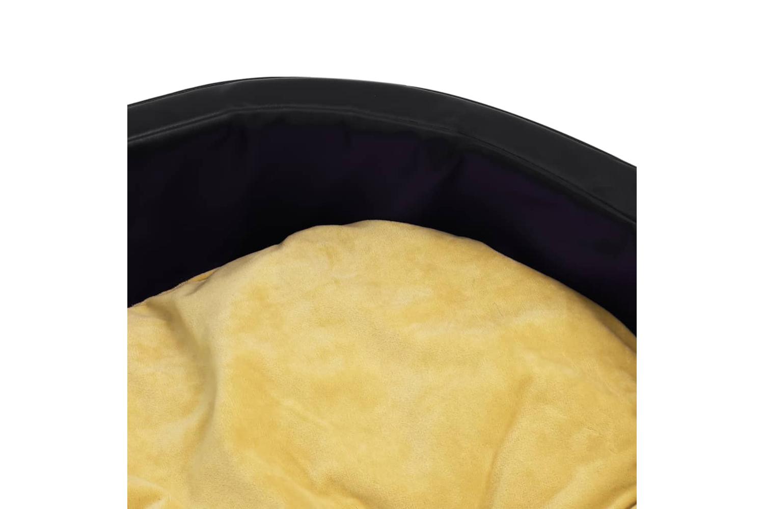 Vidaxl Dog Bed Black And Yellow 99x89x21 Cm Plush And Faux Leather-6