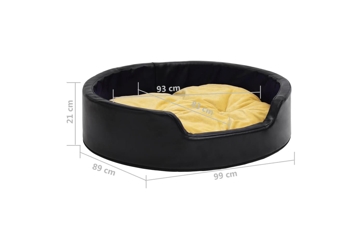 Vidaxl Dog Bed Black And Yellow 99x89x21 Cm Plush And Faux Leather-8