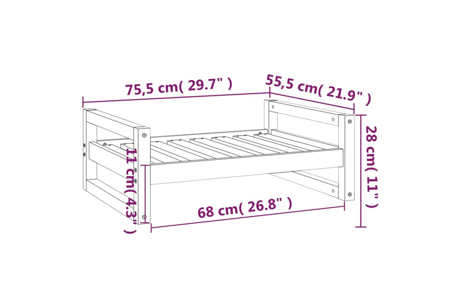 Vidaxl Dog Bed 755x555x28 Cm Solid Pine Wood-8