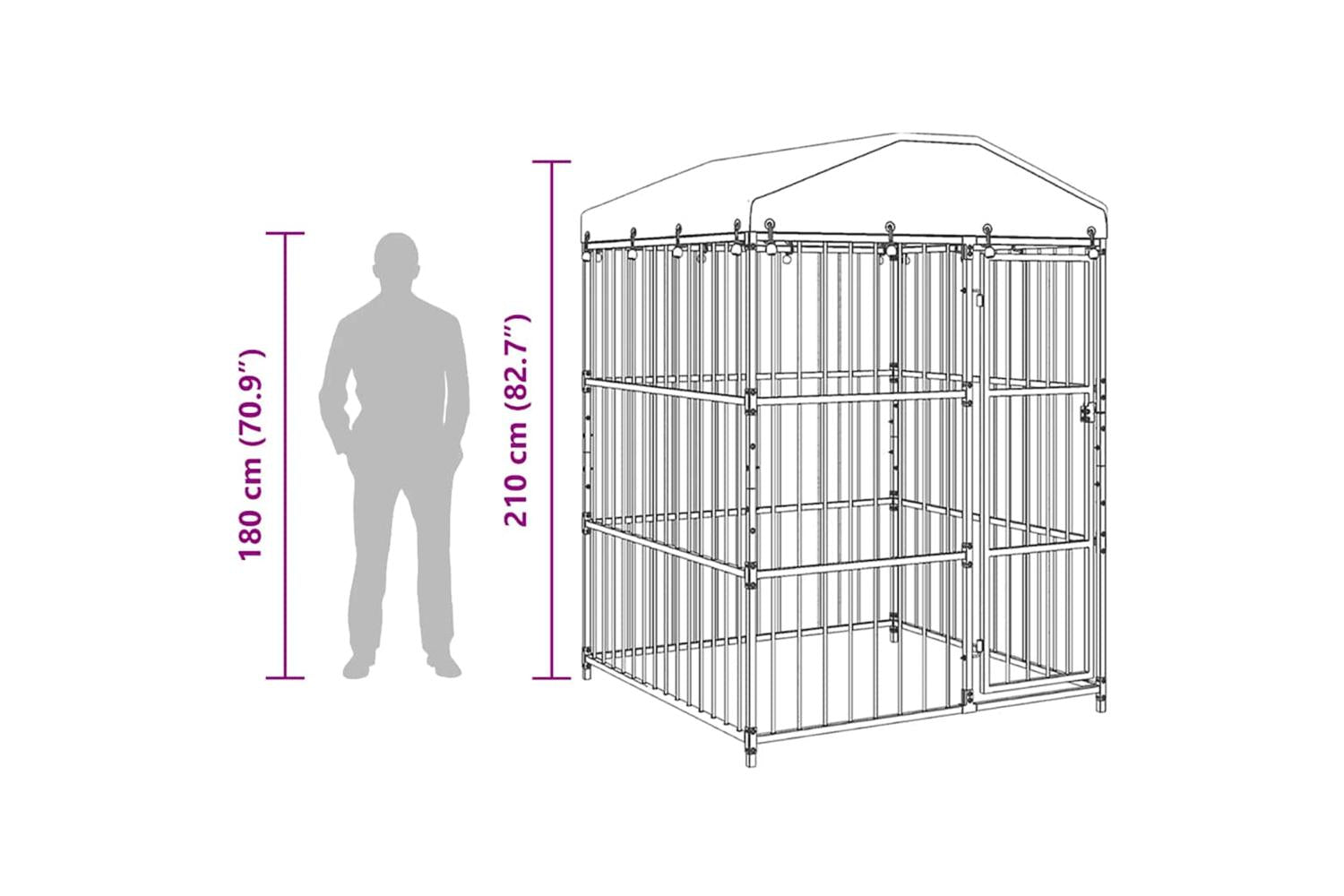 Vidaxl Outdoor Dog Kennel With Roof 150x150x210 Cm-10