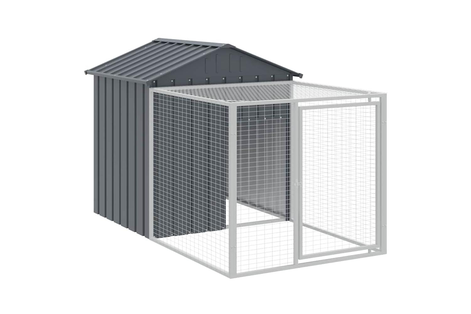Vidaxl Chicken Cage With Run Anthracite 117x201x123 Cm Galvanised Steel-2