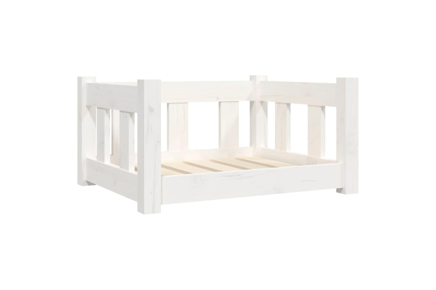 Vidaxl Dog Bed White 555x455x28 Cm Solid Wood Pine-2