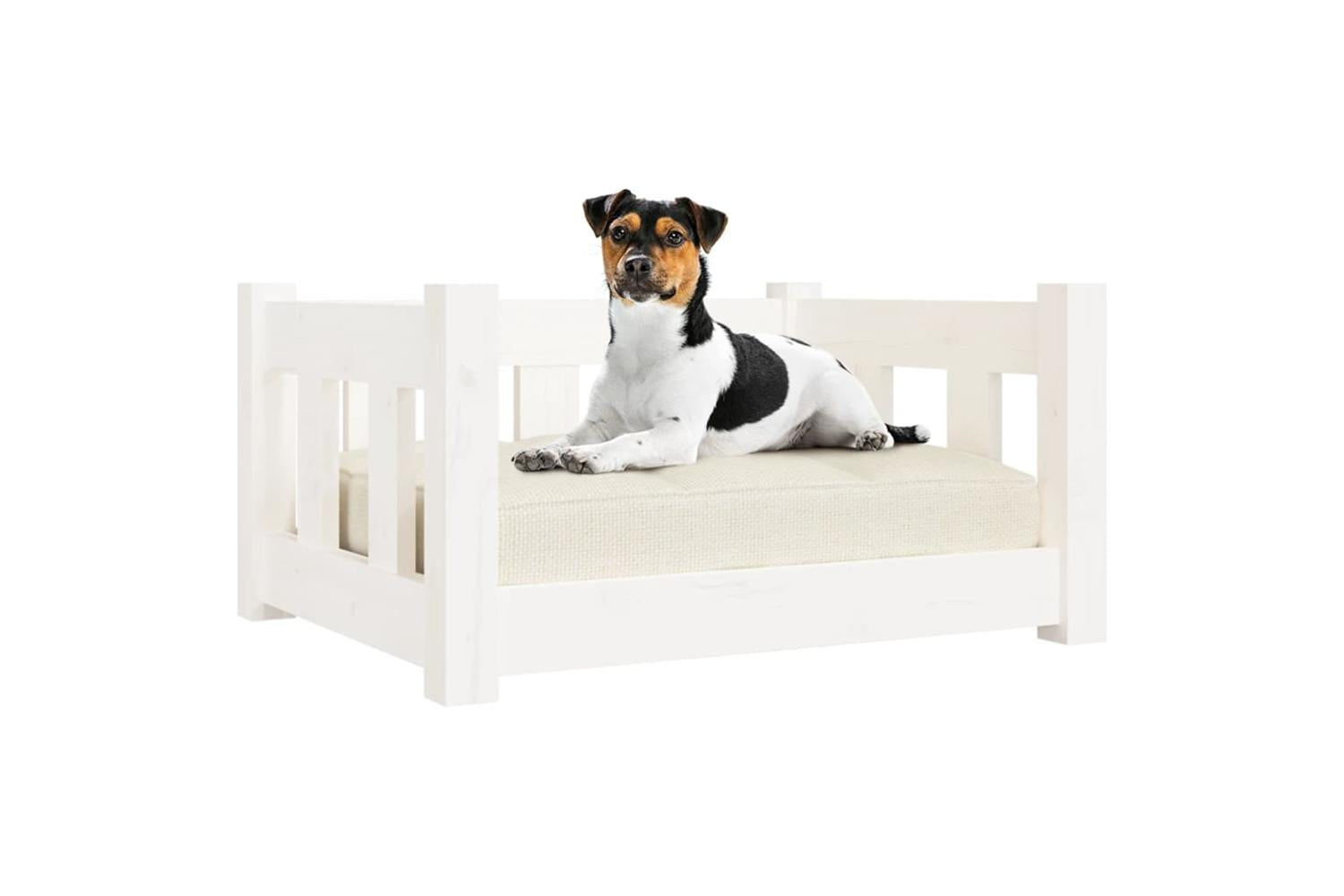 Vidaxl Dog Bed White 555x455x28 Cm Solid Wood Pine-3