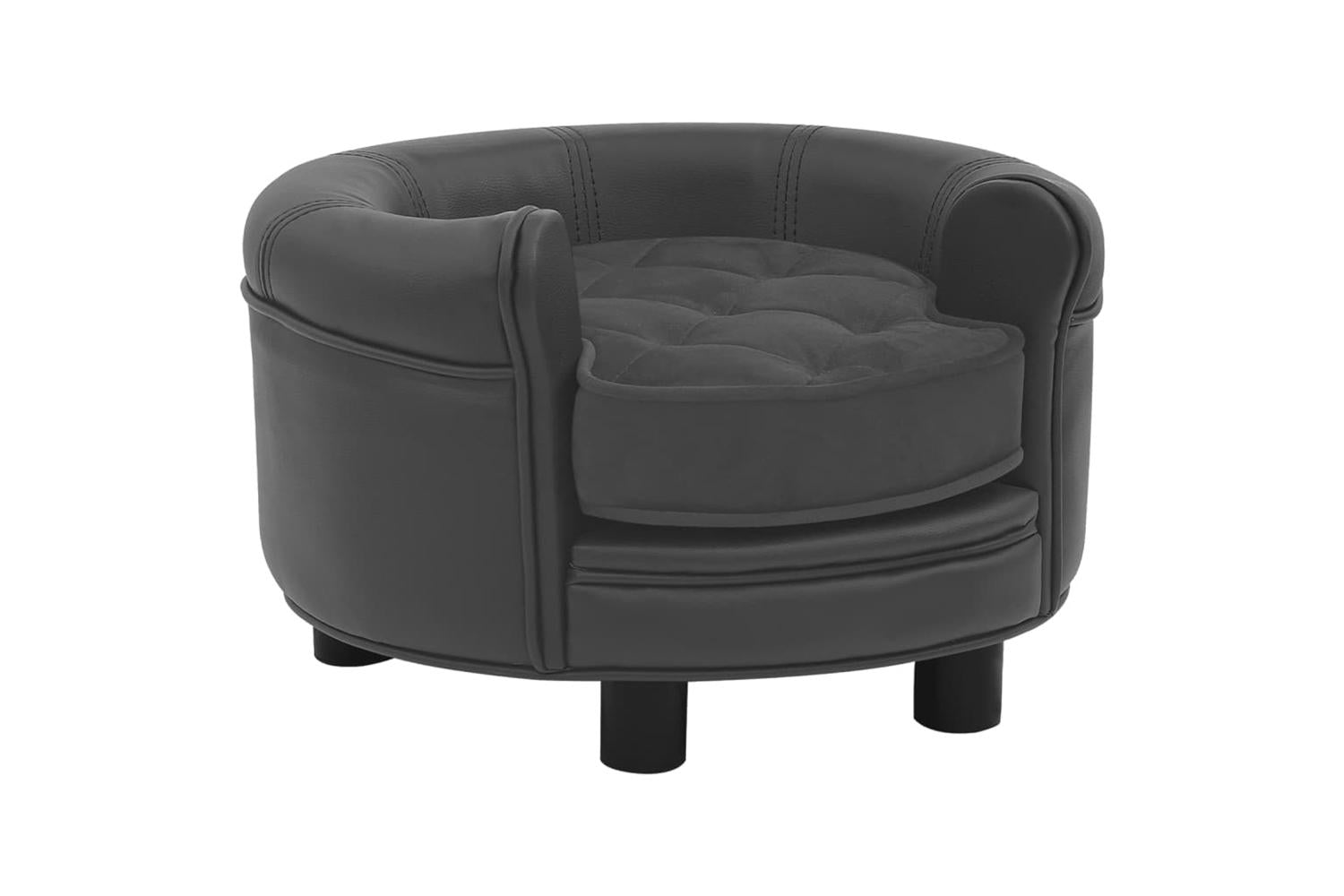 Vidaxl Dog Sofa Dark Grey 48x48x32 Cm Plush And Faux Leather