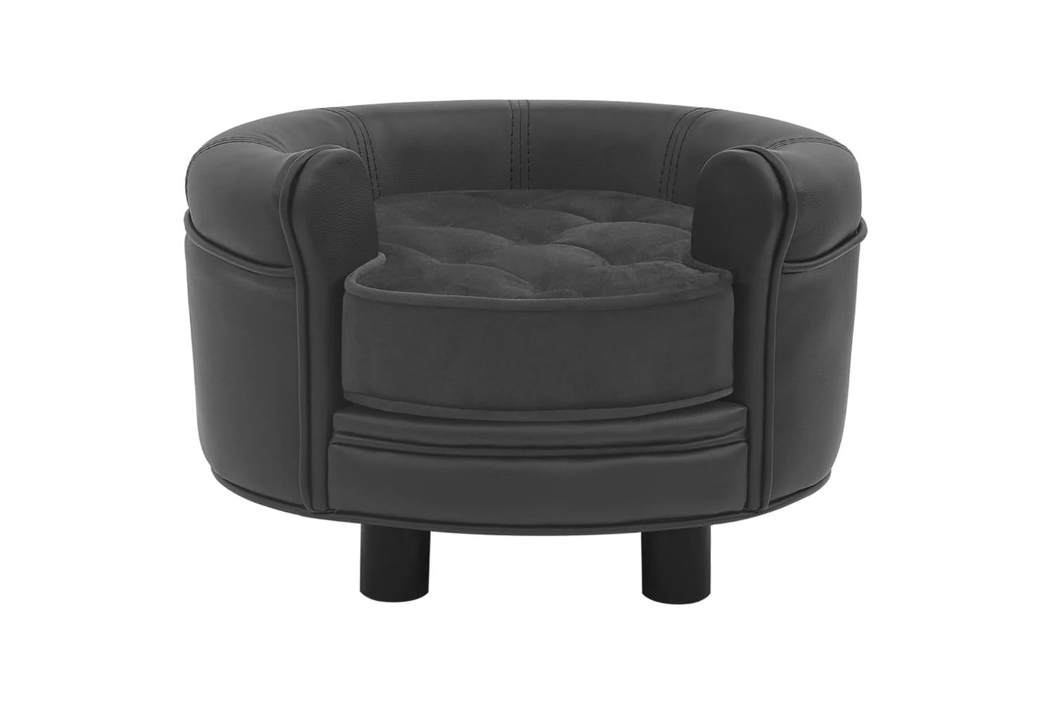 Vidaxl Dog Sofa Dark Grey 48x48x32 Cm Plush And Faux Leather-2
