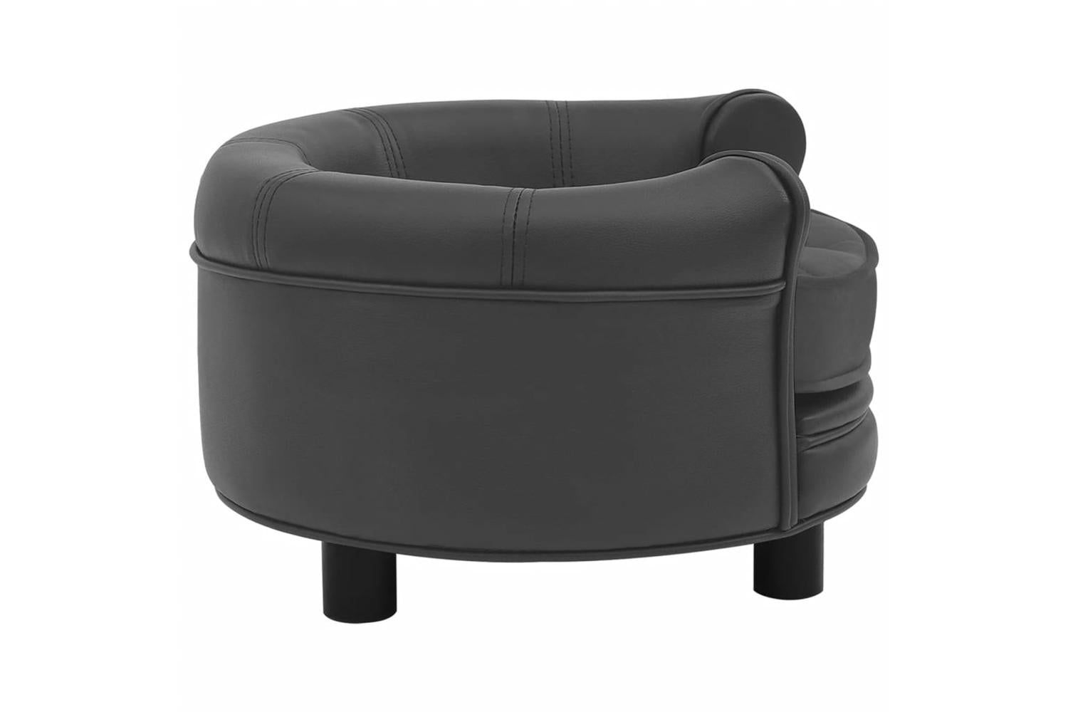 Vidaxl Dog Sofa Dark Grey 48x48x32 Cm Plush And Faux Leather-3
