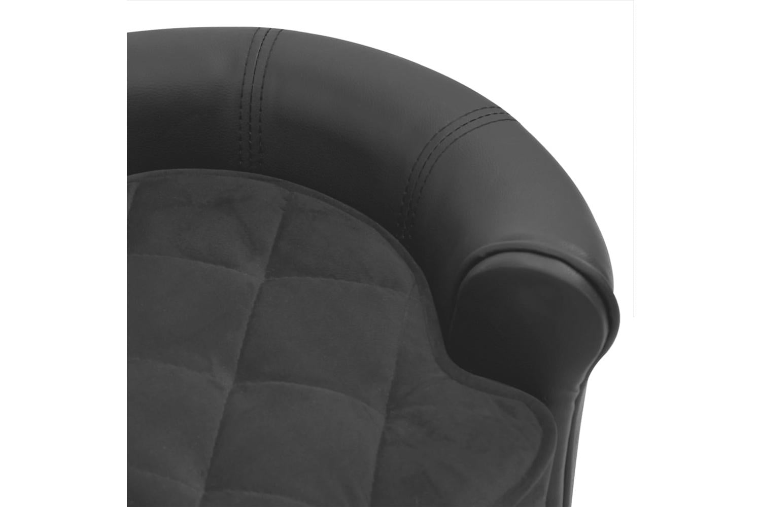 Vidaxl Dog Sofa Dark Grey 48x48x32 Cm Plush And Faux Leather-7