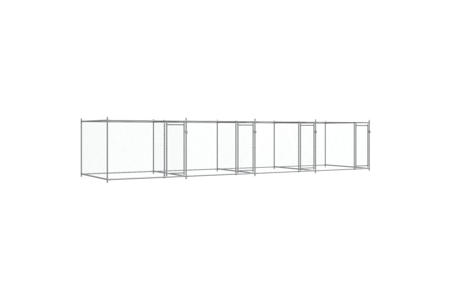Vidaxl Dog Cage With Doors Grey 8x2x15 M Galvanised Steel-2