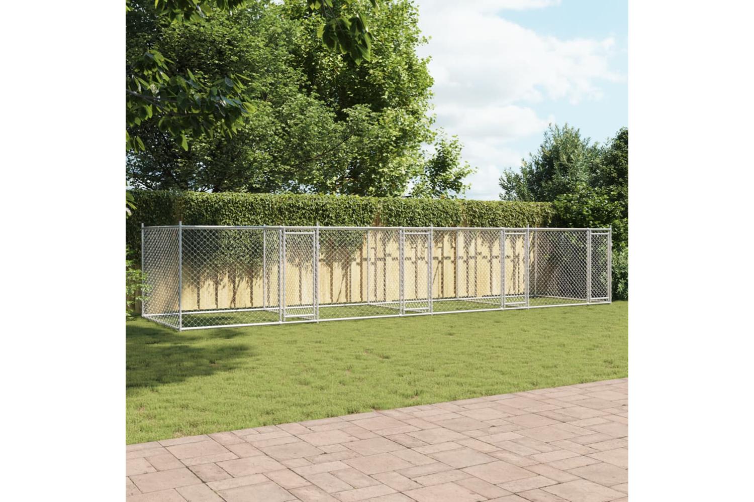 Vidaxl Dog Cage With Doors Grey 8x2x15 M Galvanised Steel-3