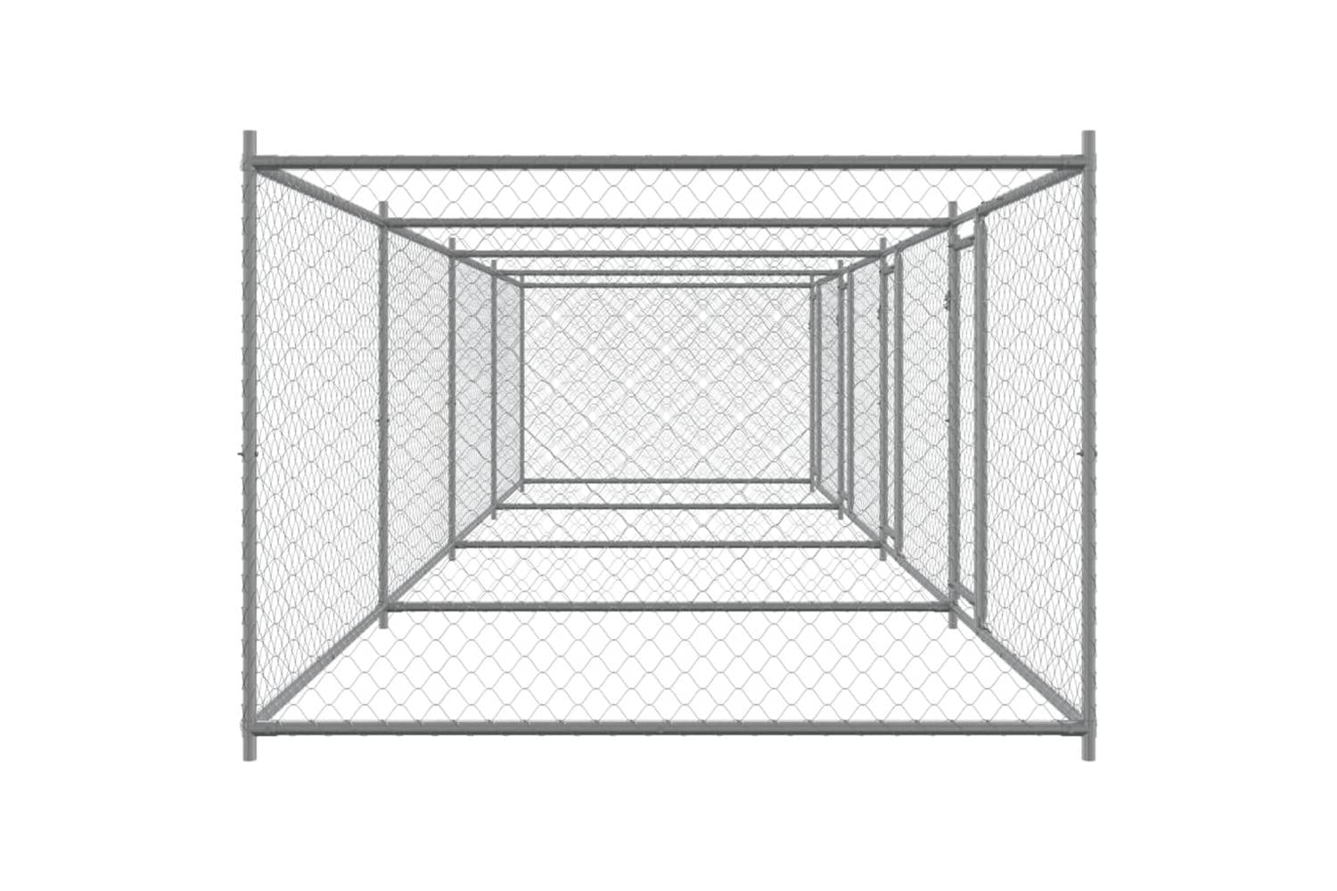 Vidaxl Dog Cage With Doors Grey 8x2x15 M Galvanised Steel-5