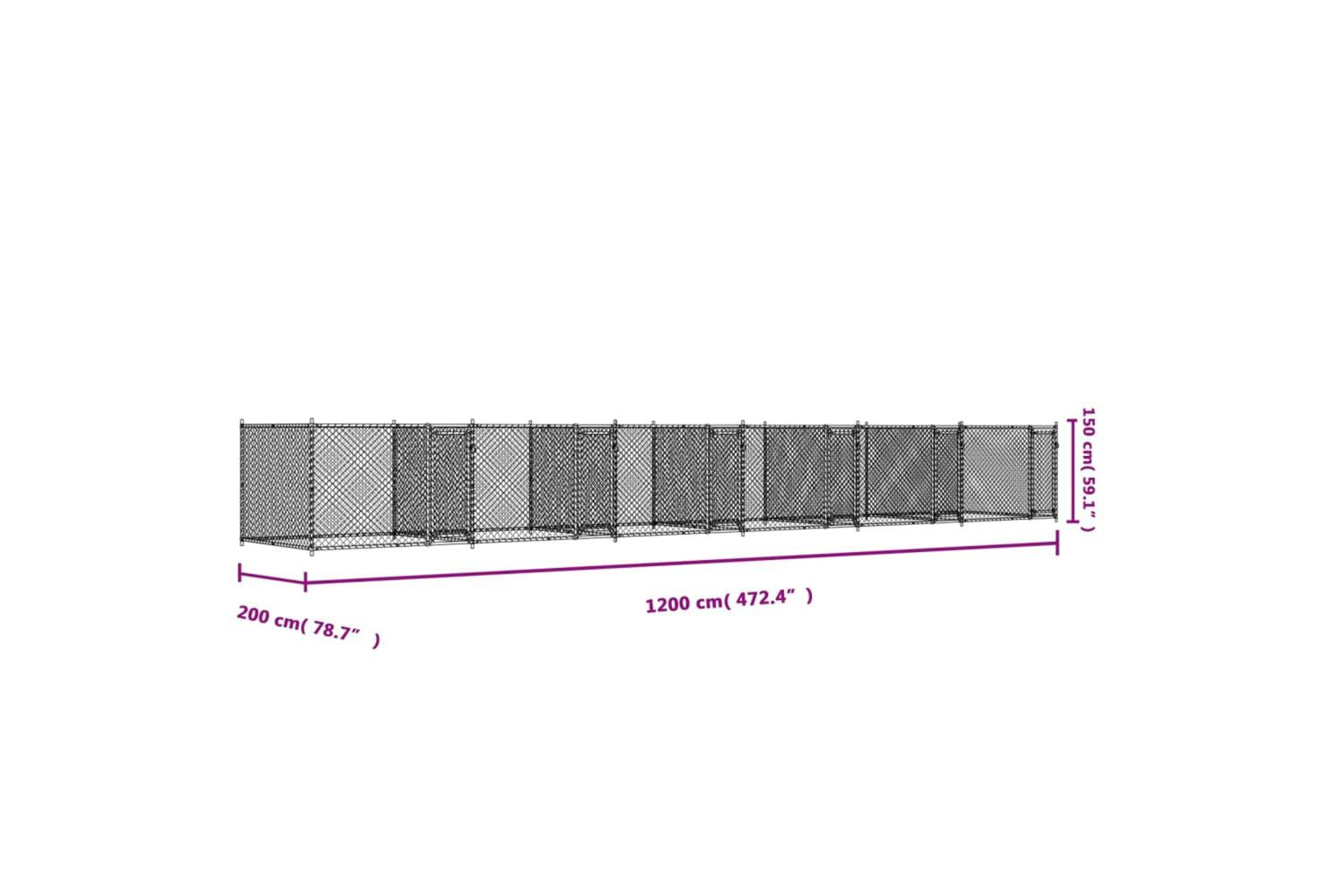 Vidaxl Dog Cage With Doors Grey 12x2x15 M Galvanised Steel-9