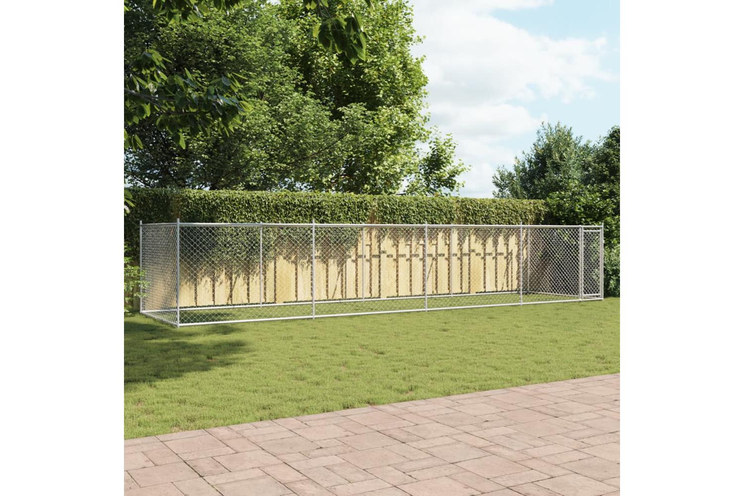 Vidaxl Dog Cage With Door Grey 8x2x15 M Galvanised Steel-3
