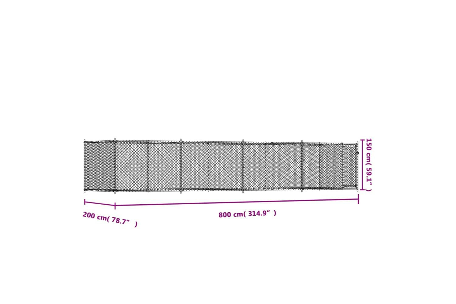 Vidaxl Dog Cage With Door Grey 8x2x15 M Galvanised Steel-9