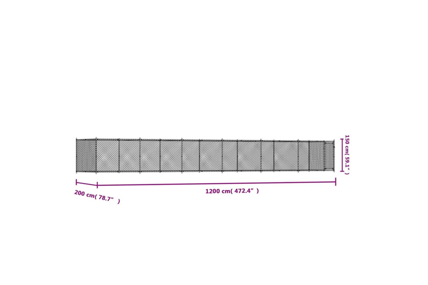 Vidaxl Dog Cage With Door Grey 12x2x15 M Galvanised Steel-9