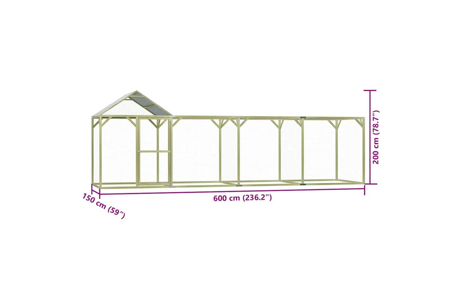Vidaxl Chicken Cage 6x15x2 M Impregnated Wood Pine-10