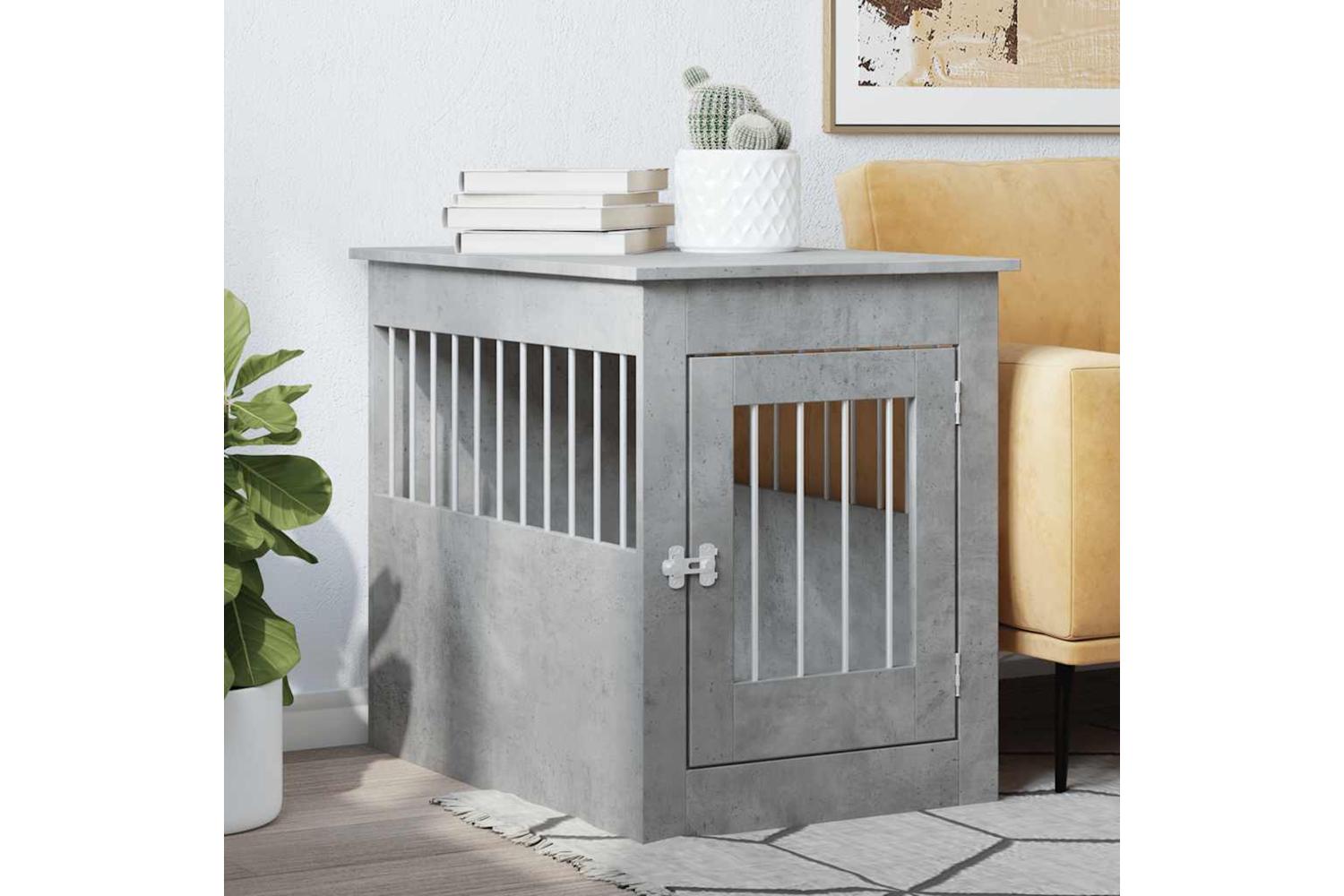 Vidaxl Dog Crate Furniture Concrete Grey 55x80x68 Cm Engineered Wood-3
