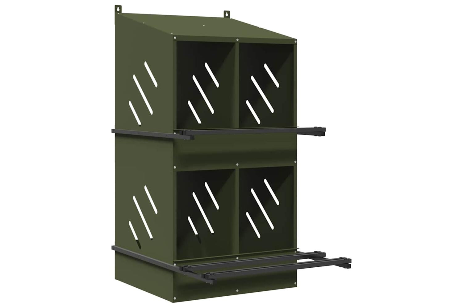 Vidaxl Chicken Nesting Box With 4 Compartments Olive Green Metal-2
