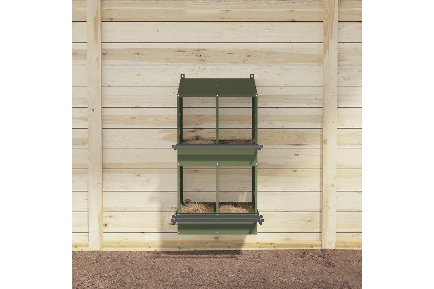 Vidaxl Chicken Nesting Box With 4 Compartments Olive Green Metal-3