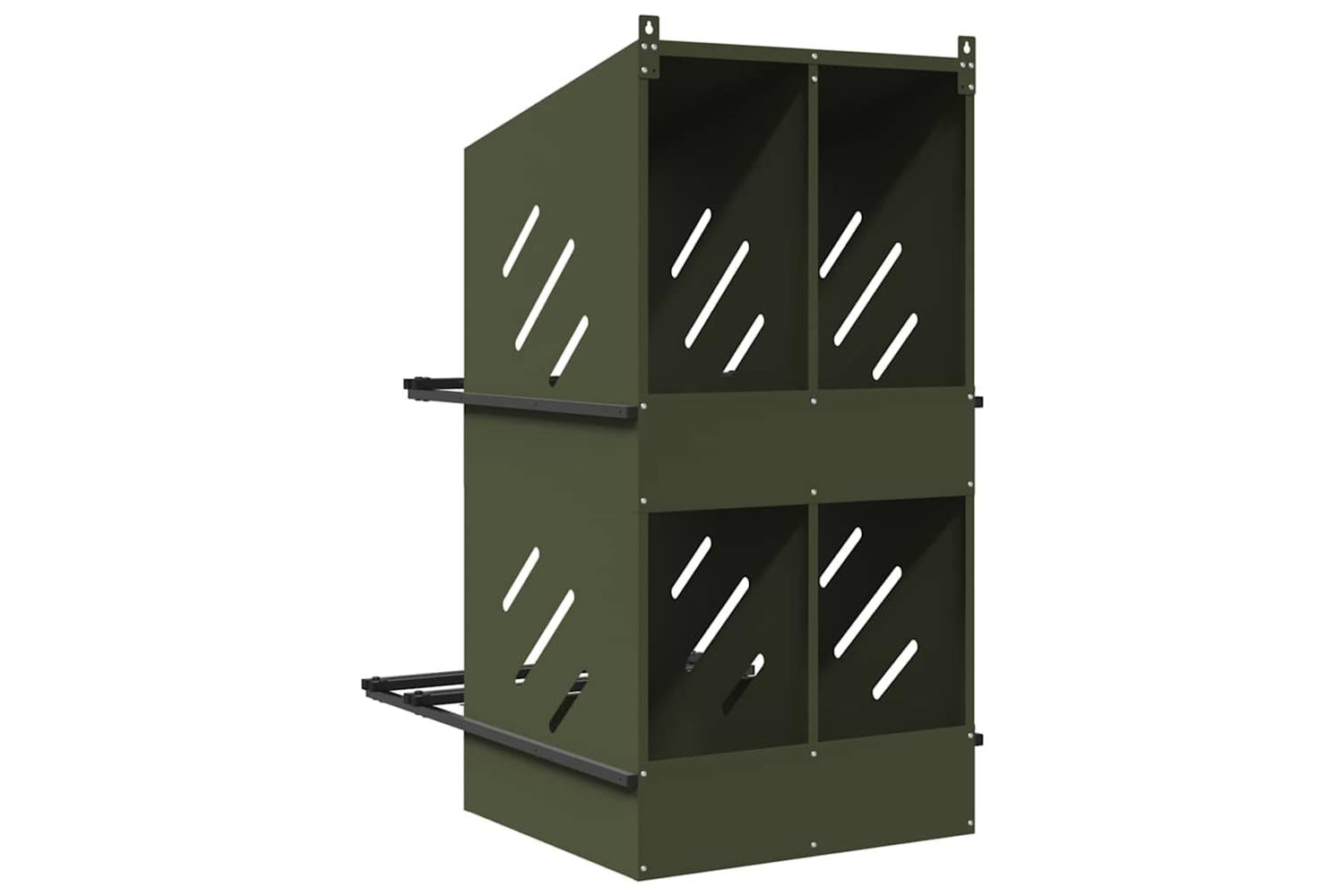 Vidaxl Chicken Nesting Box With 4 Compartments Olive Green Metal-7