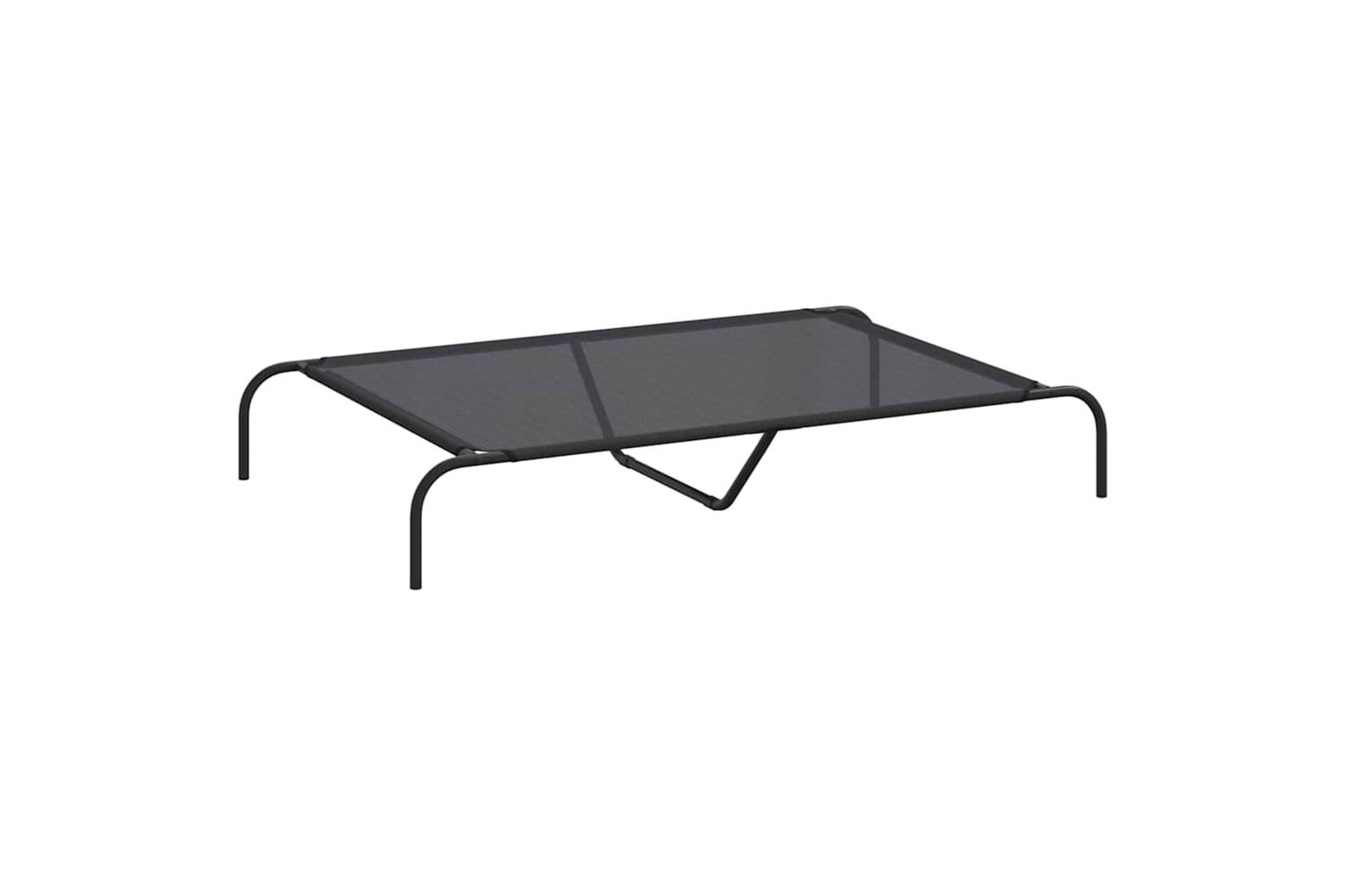 Vidaxl Elevated Dog Bed Black 130x80x20 Cm Textilene And Steel-2