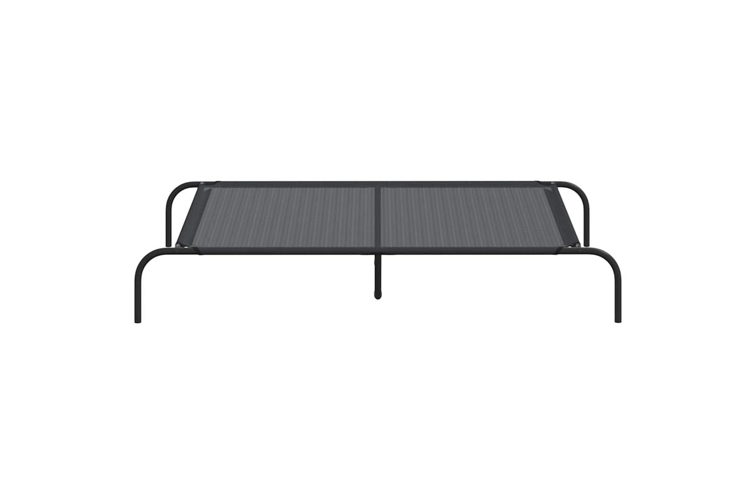 Vidaxl Elevated Dog Bed Black 130x80x20 Cm Textilene And Steel-4