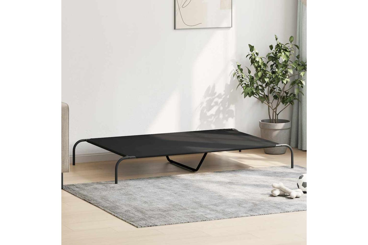 Vidaxl Elevated Dog Bed Black 150x90x20 Cm Oxford Fabric And Steel-3