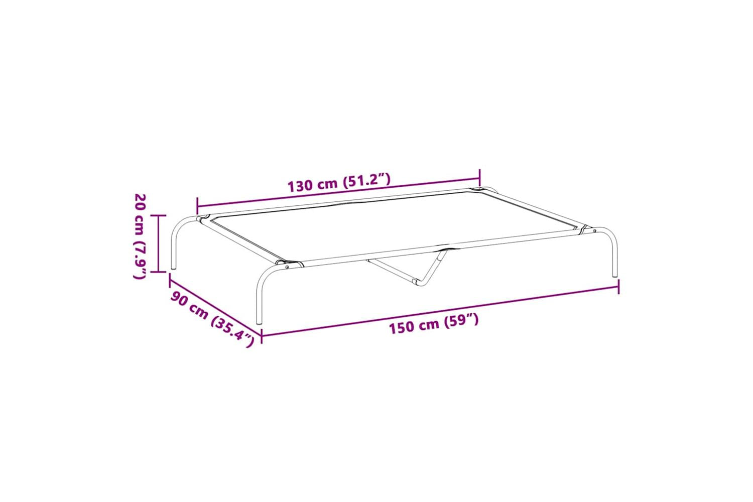 Vidaxl Elevated Dog Bed Black 150x90x20 Cm Oxford Fabric And Steel-8