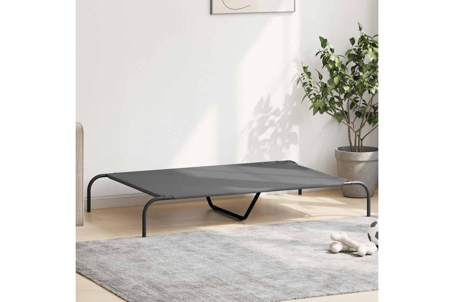 Vidaxl Elevated Dog Bed Grey 130x80x20 Cm Oxford Fabric And Steel-3