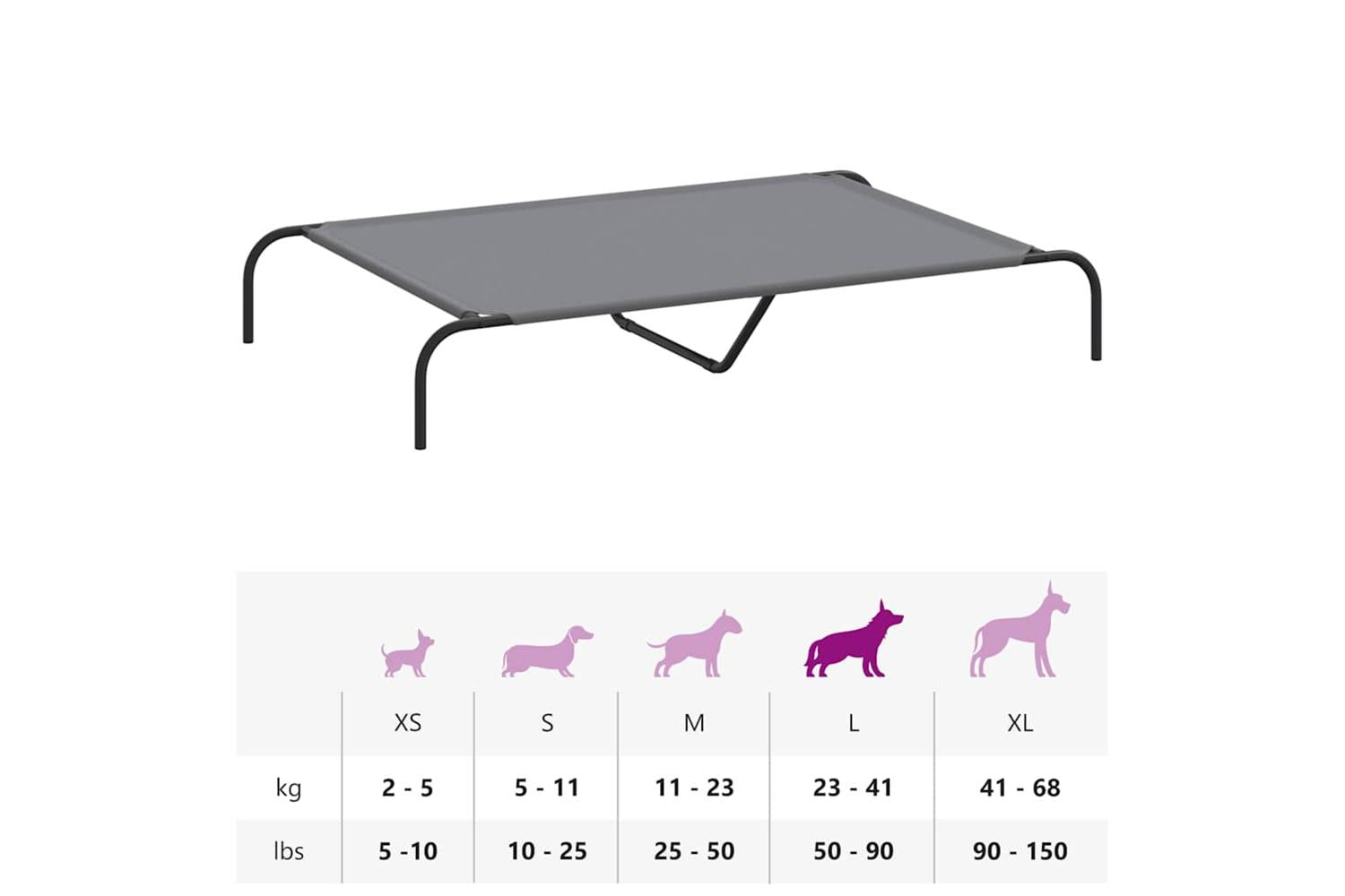Vidaxl Elevated Dog Bed Grey 130x80x20 Cm Oxford Fabric And Steel-9