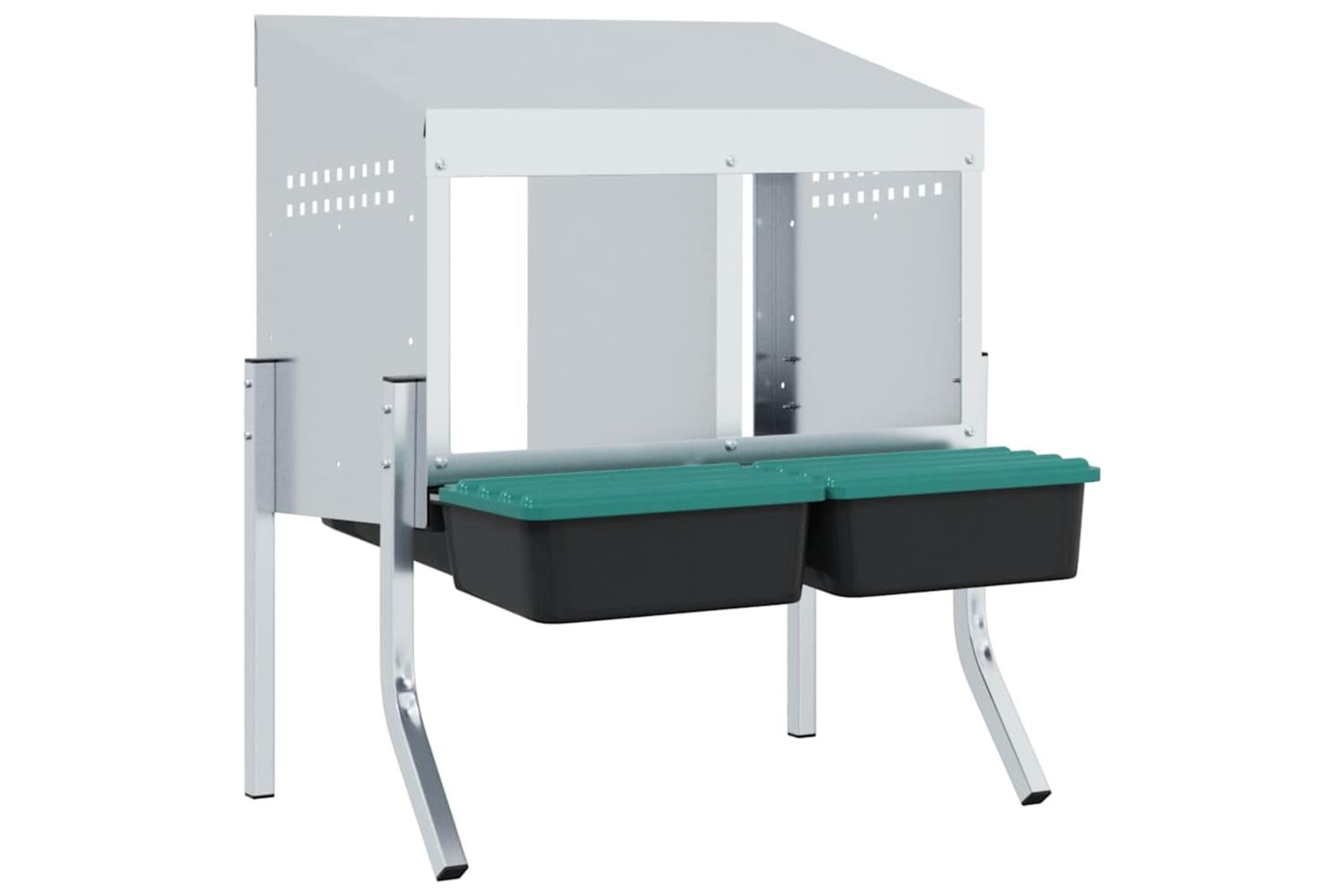 Vidaxl Chicken Nesting Box 2 Compartments With Legs Galvanised Steel-4