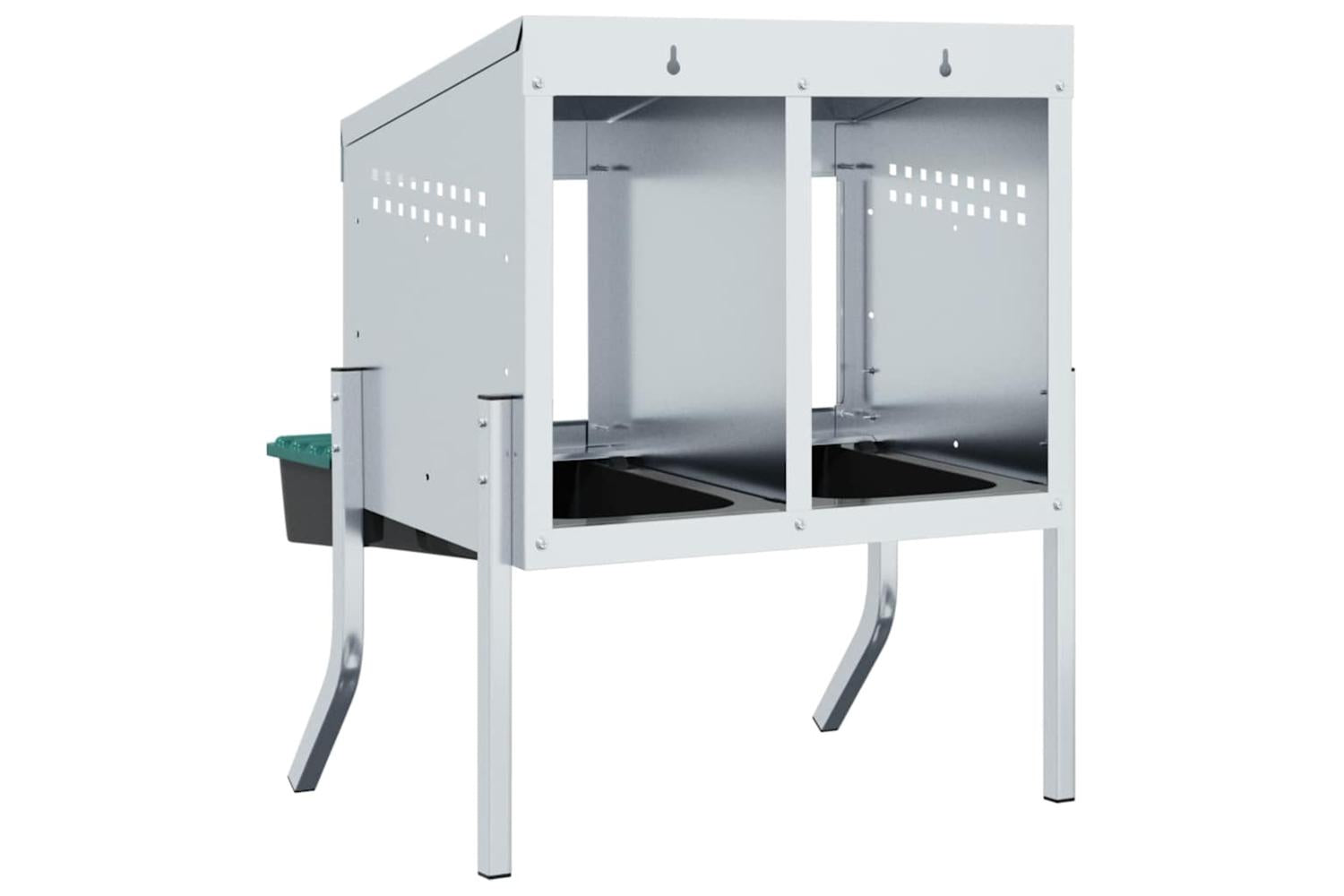 Vidaxl Chicken Nesting Box 2 Compartments With Legs Galvanised Steel-7