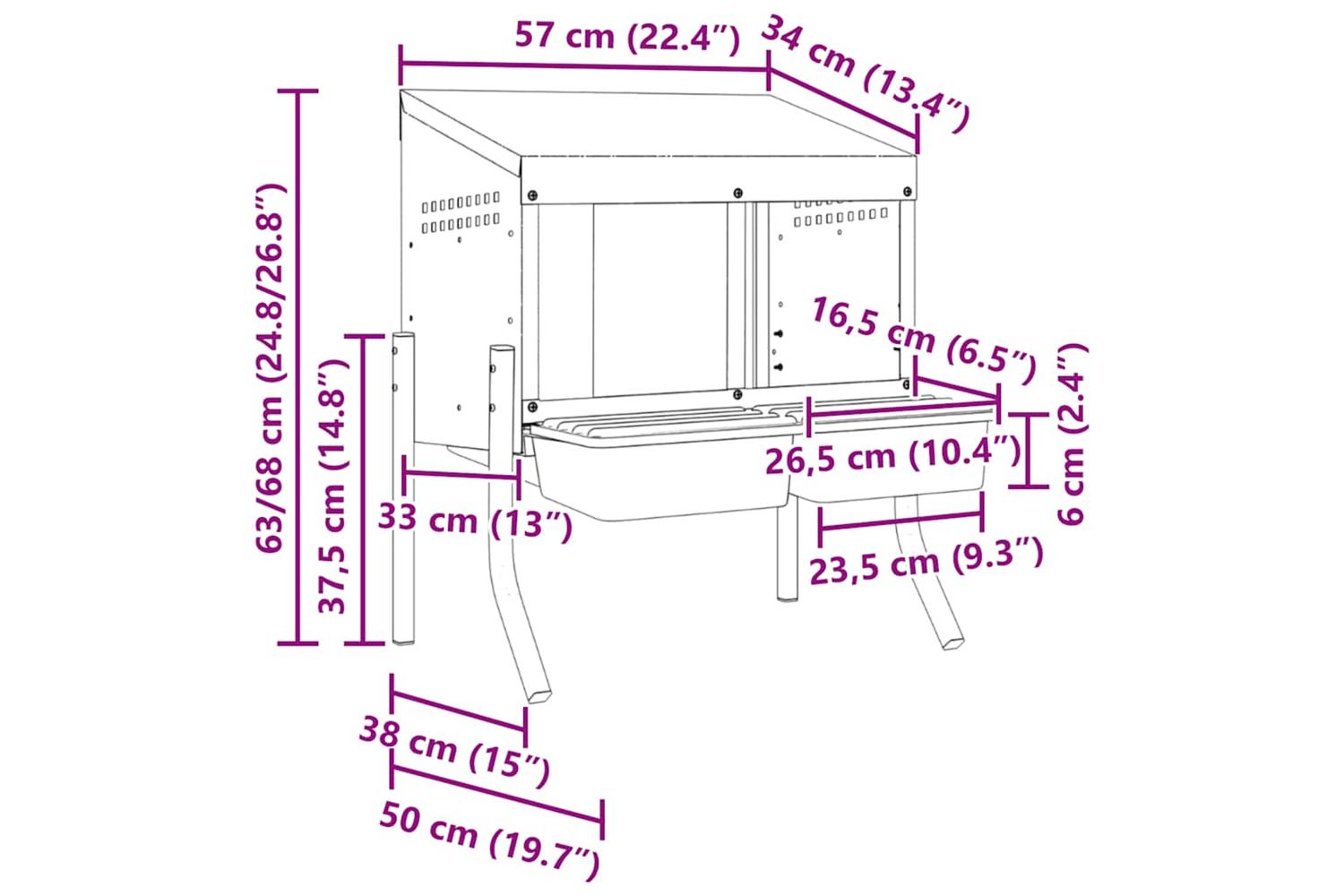 Vidaxl Chicken Nesting Box 2 Compartments With Legs Galvanised Steel-9