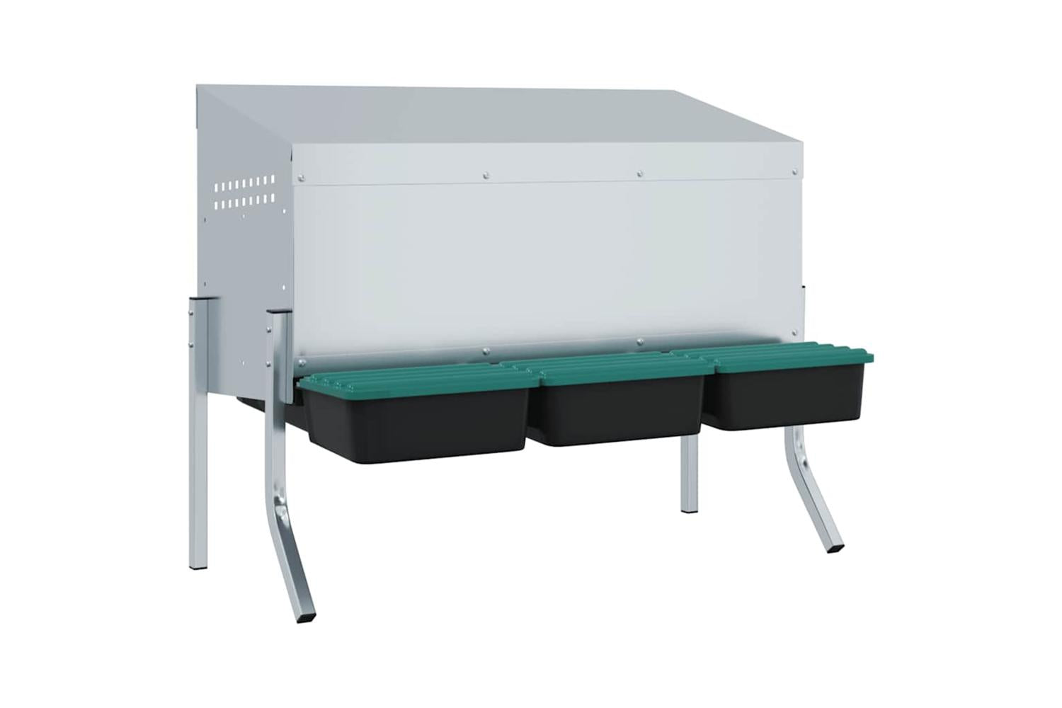 Vidaxl Chicken Nesting Box 3 Compartments With Legs Galvanised Steel-2