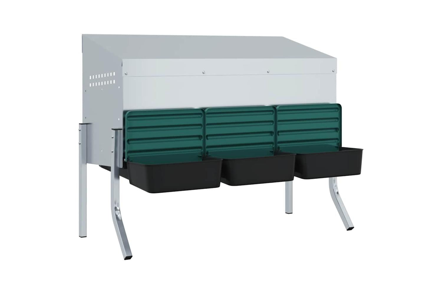 Vidaxl Chicken Nesting Box 3 Compartments With Legs Galvanised Steel-4