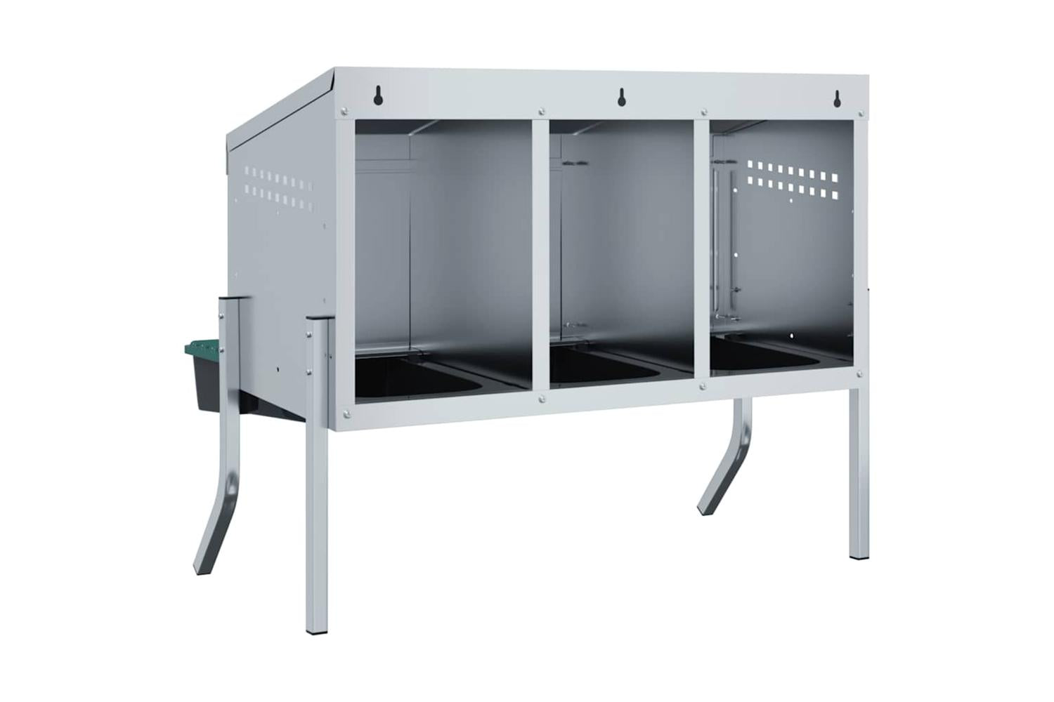 Vidaxl Chicken Nesting Box 3 Compartments With Legs Galvanised Steel-7