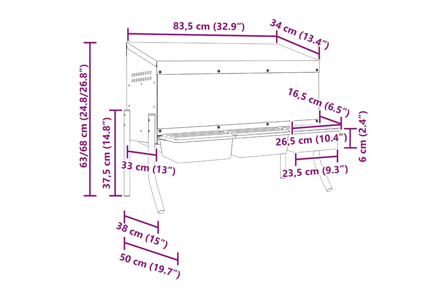 Vidaxl Chicken Nesting Box 3 Compartments With Legs Galvanised Steel-9