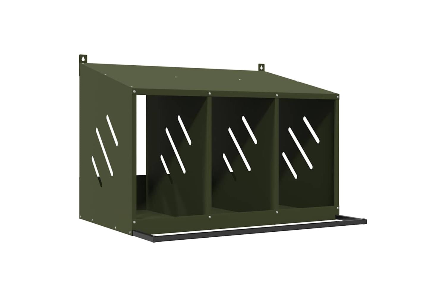Vidaxl Chicken Nesting Box With 3 Compartments Olive Green Metal-2