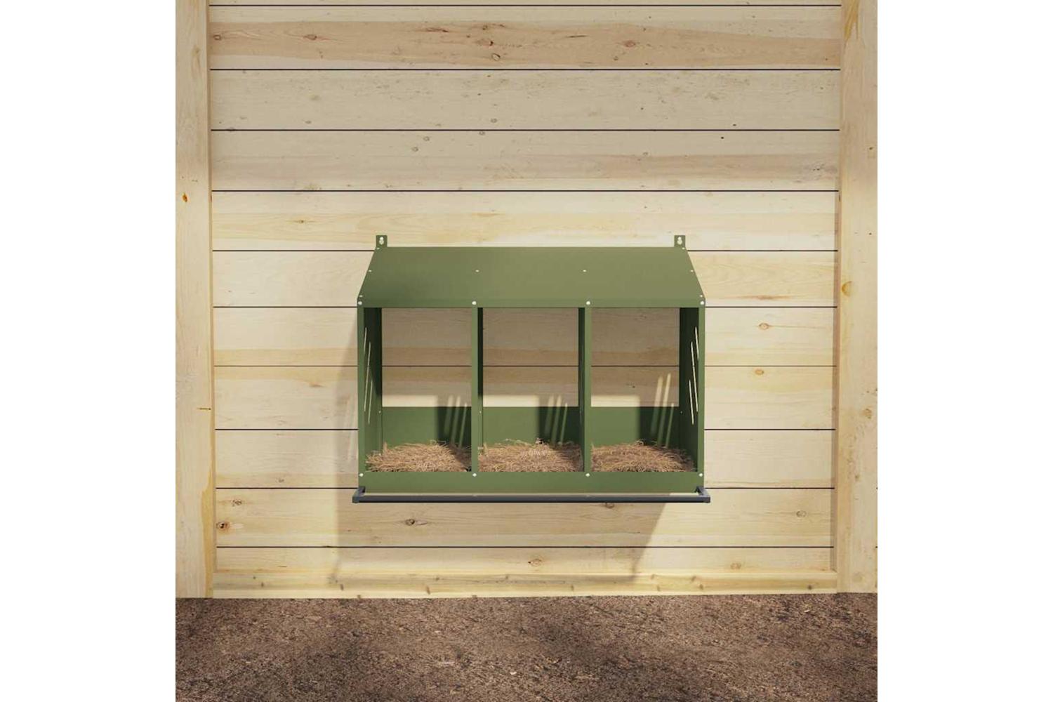 Vidaxl Chicken Nesting Box With 3 Compartments Olive Green Metal-3
