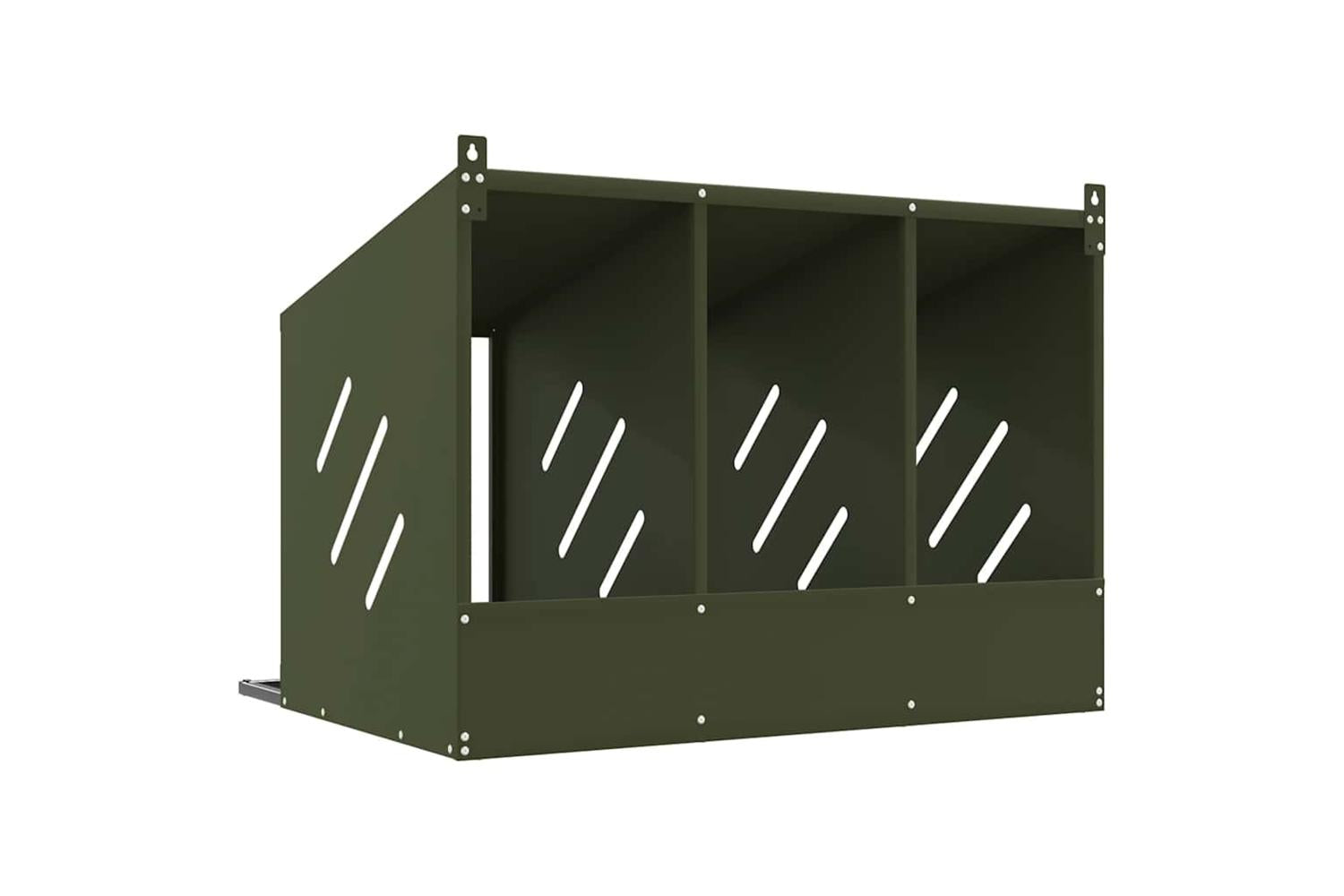 Vidaxl Chicken Nesting Box With 3 Compartments Olive Green Metal-7