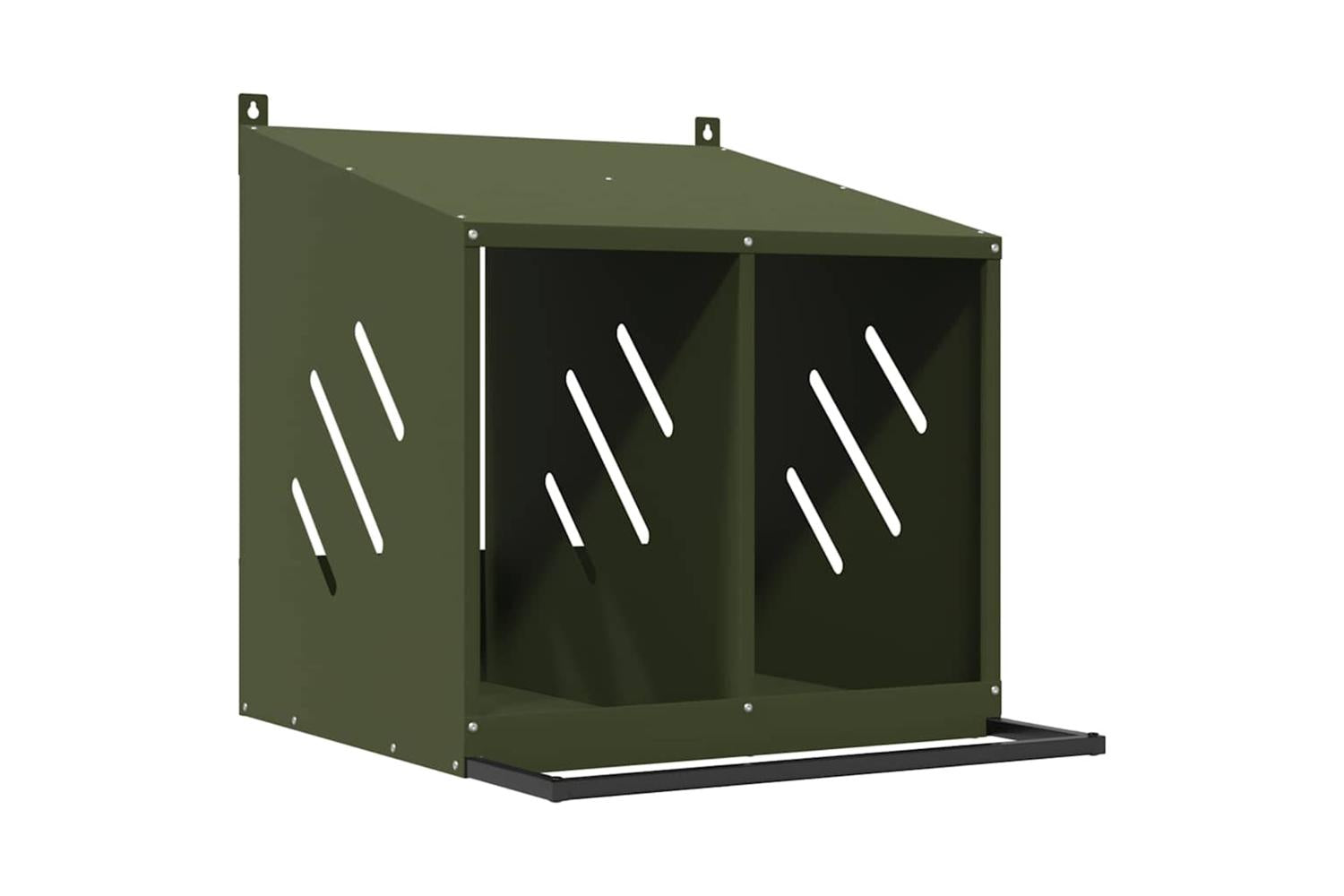 Vidaxl Chicken Nesting Box With 2 Compartments Olive Green Metal-2